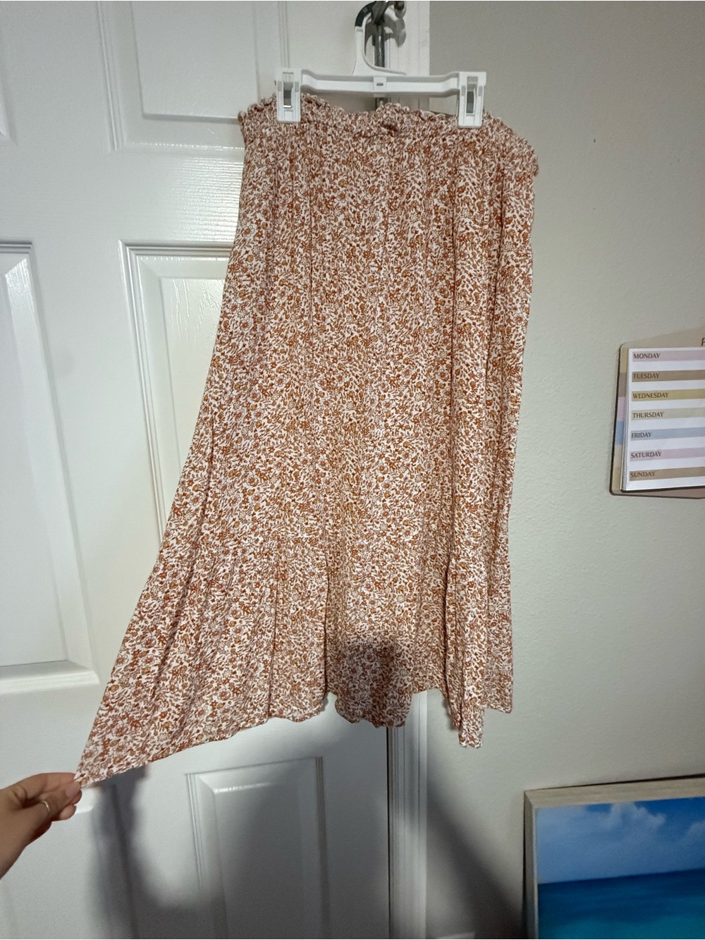 Sonoma Floral Asymmetrical Maxi Skirt - Cream & Orange